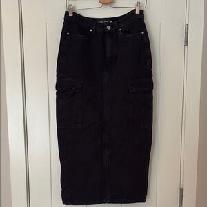 Black Denim Midi Skirt